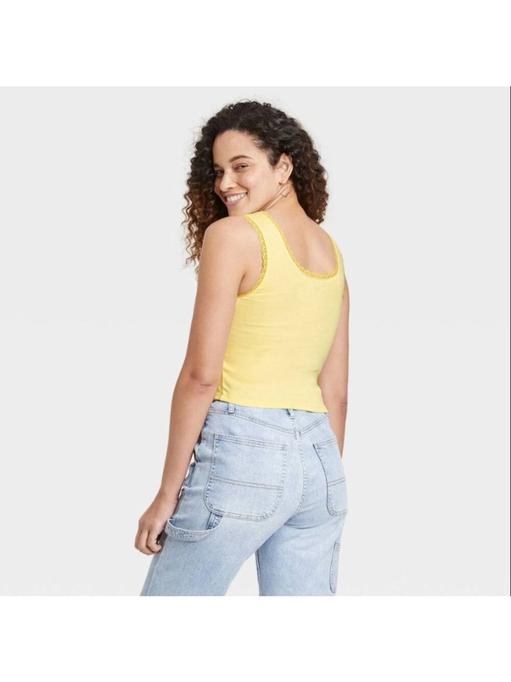 The Flintstones Women's Plus Size Cropped Graphic Tank Top Yellow Size 2X - Picture 3 of 6